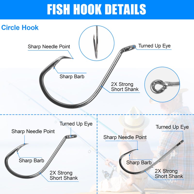 Shaddock Fishing مجموعة خطاطيف وأوزان صيد 110 قطعة مشابك دوارة خطاطيف دائرية أوزان عوامات مجموعة أدوات صيد البداية - Image 4